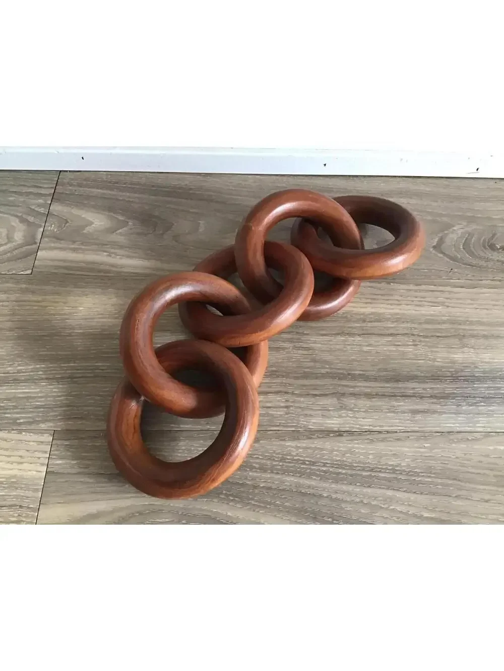 Dark Brown Wooden Chain Knot Boho Interlocking Centrepiece Home Decor New